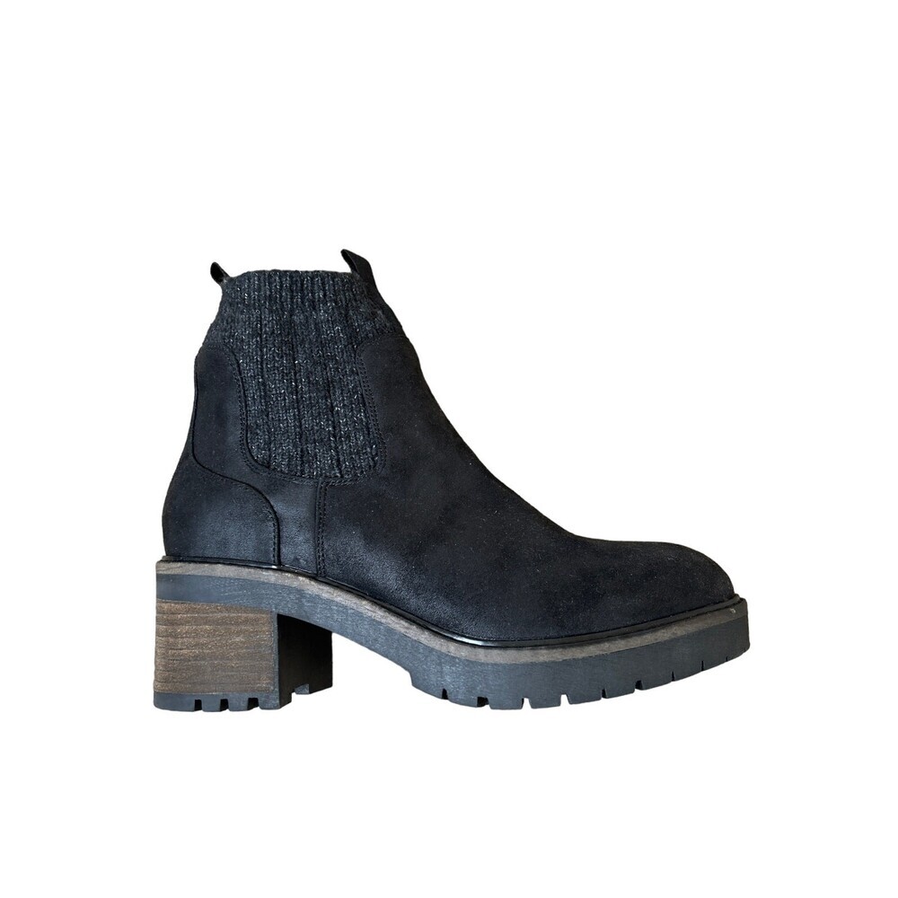 Steve Madden Apollo Chelsea Boots Women's Size 8 Black Chunky Platform Pull On 9